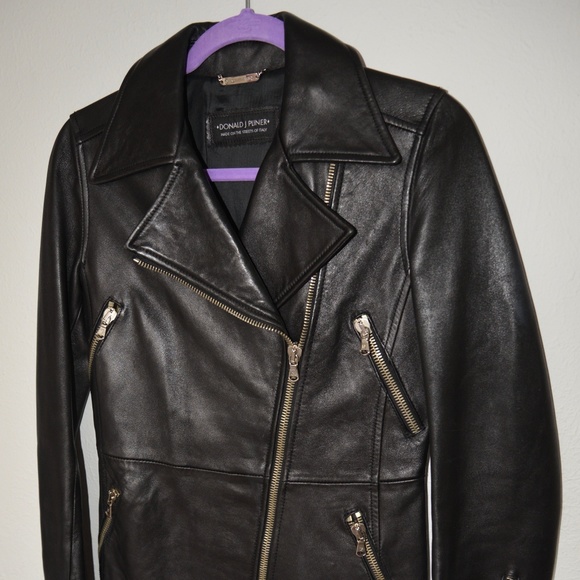 Donald J Pliner Leather Jacket Petite - Picture 3 of 4